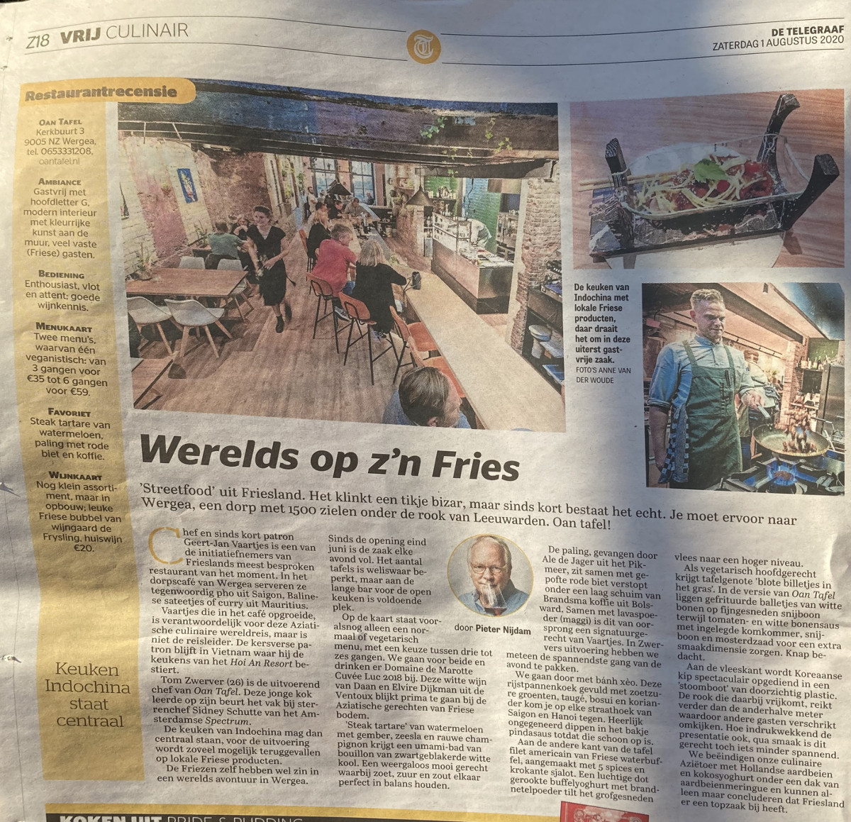 telegraaf oan tafel