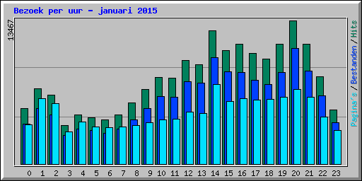 Bezoek per uur - januari 2015