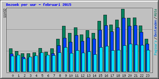Bezoek per uur - februari 2015