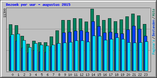 Bezoek per uur - augustus 2015