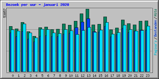 Bezoek per uur - januari 2020